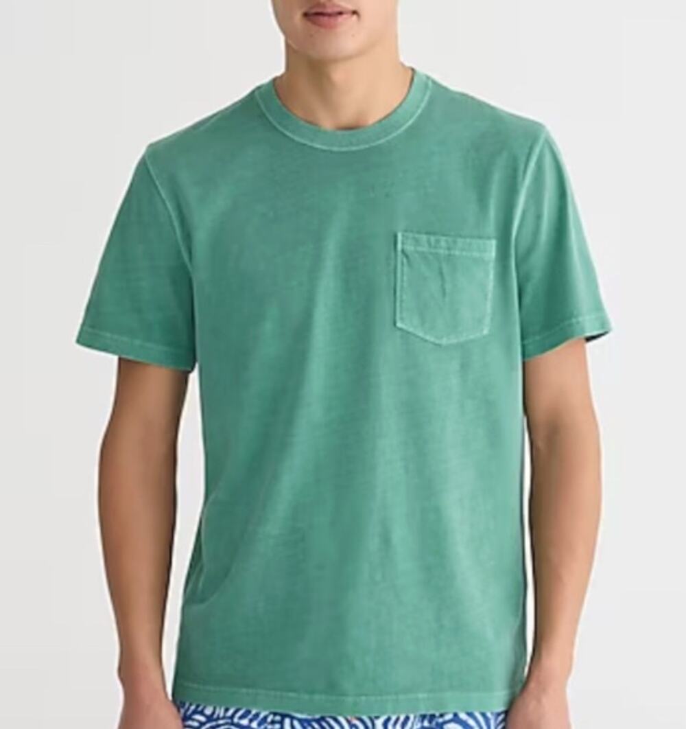 J.Crew Tall Vintage Wash Cotton Pocket Tee Shirt Crewneck Mens Green Relaxed XXL
